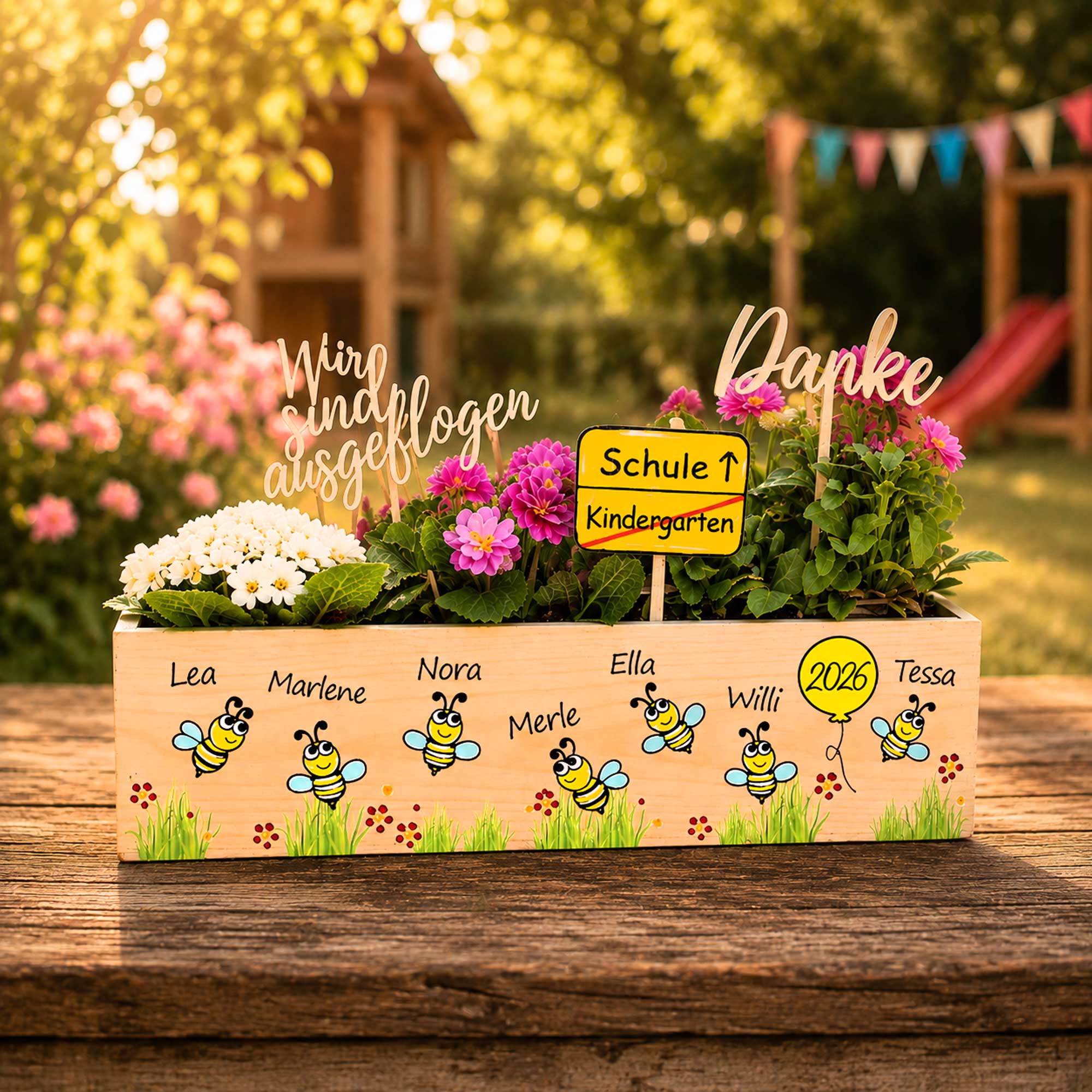Kindergarten Abschiedsgeschenk Erzieherin Idee geschenkidee nachhaltiges geschenk kreativ Blumen Bienen Marienkäfer bleibende Erinnerungen