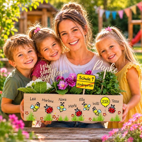 Kindergarten Abschiedsgeschenk Erzieherin Idee geschenkidee nachhaltiges geschenk kreativ Blumen Bienen Marienkäfer bleibende Erinnerungen