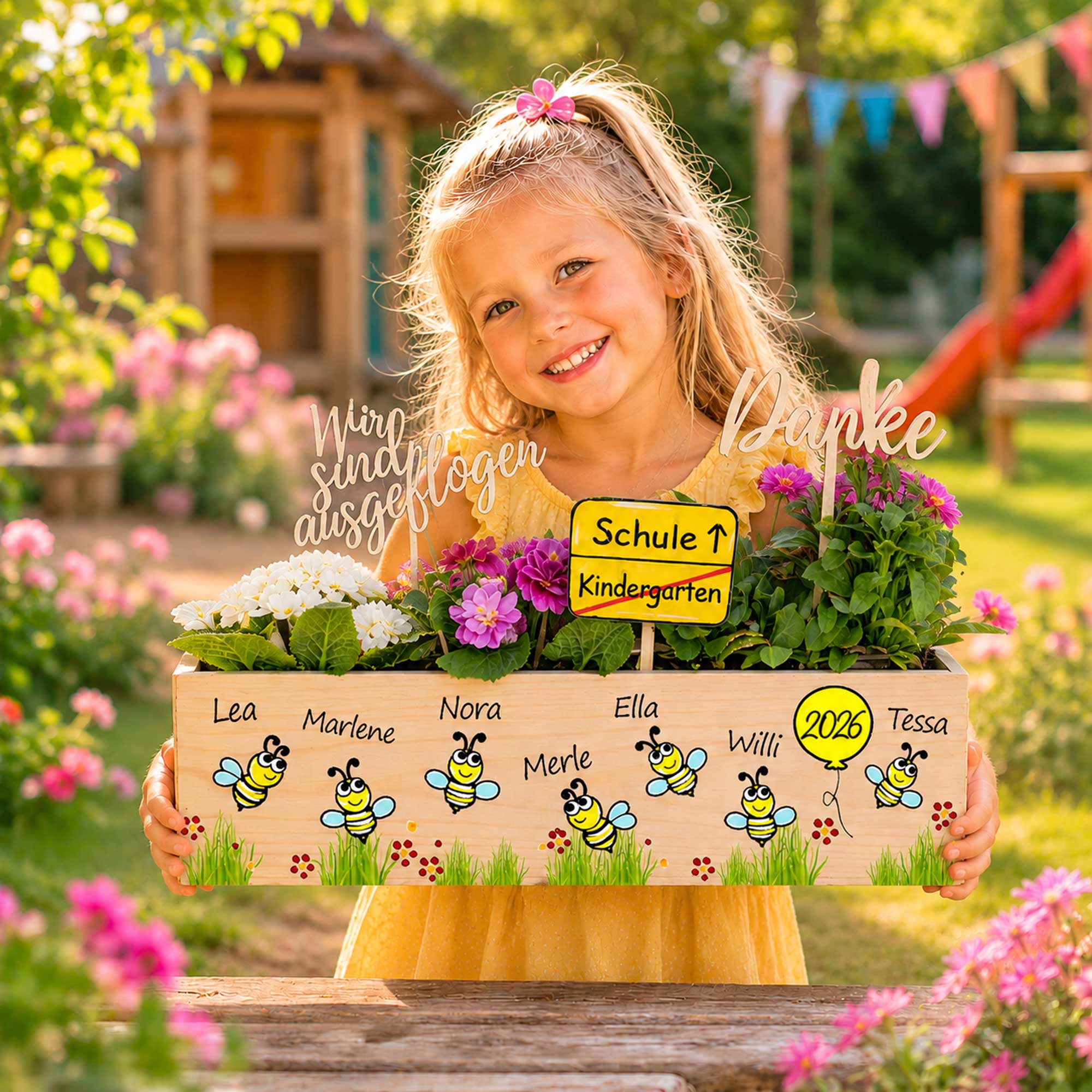 Kindergarten Abschiedsgeschenk Erzieherin Idee geschenkidee nachhaltiges geschenk kreativ Blumen Bienen Marienkäfer bleibende Erinnerungen