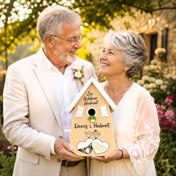 Geschenk zur Goldenen hochzeit 50 Jahre verheiratet personalisiert graviert handgemacht, Garten