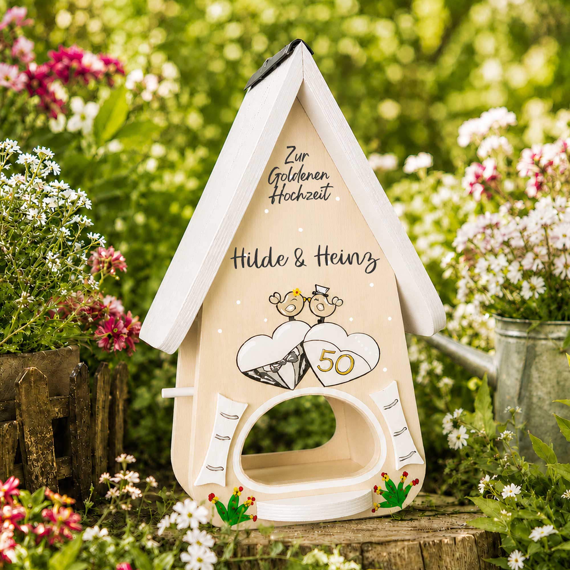 Geschenk zur Goldenen hochzeit 50 Jahre verheiratet personalisiert graviert handgemacht, Garten