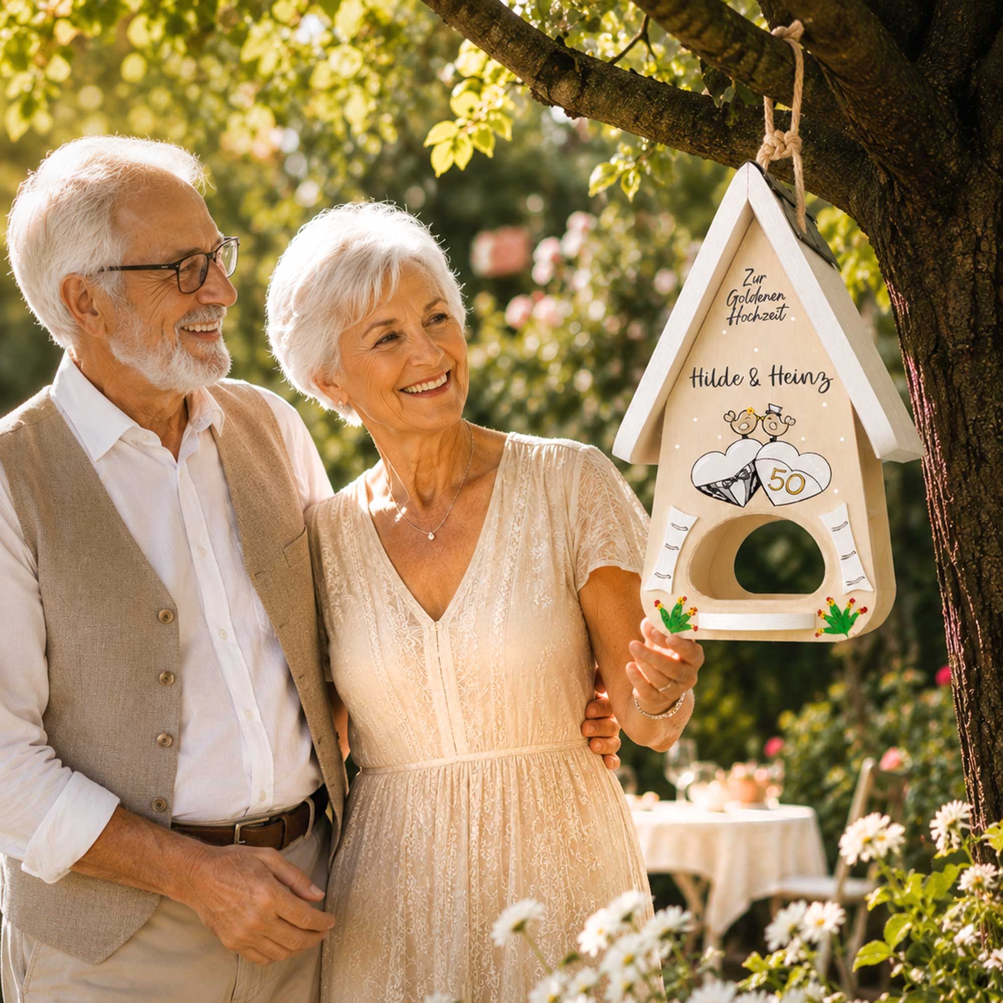 Geschenk zur Goldenen hochzeit 50 Jahre verheiratet personalisiert graviert handgemacht,