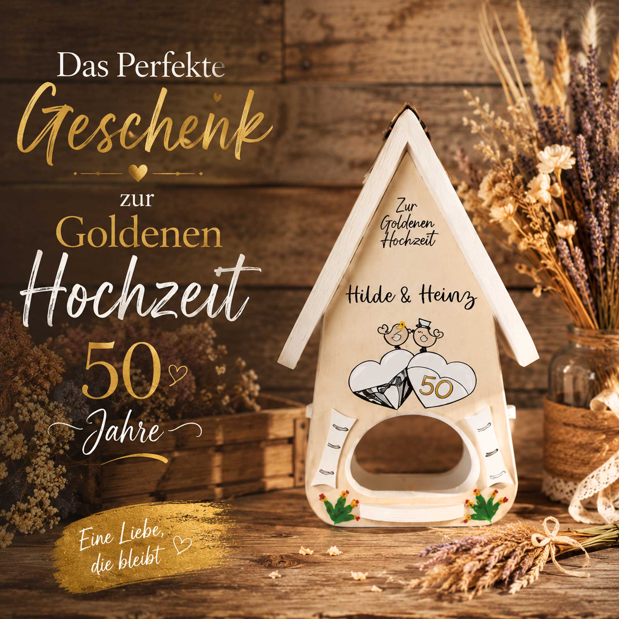 Geschenk zur Goldenen hochzeit 50 Jahre verheiratet personalisiert graviert handgemacht,