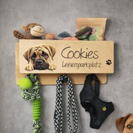 Hundergarderobe Leinenparkplatz Hunde leine aufbewahren Flur personalisiert Name vom Hund lustiges geschenk Hundebesitzer
