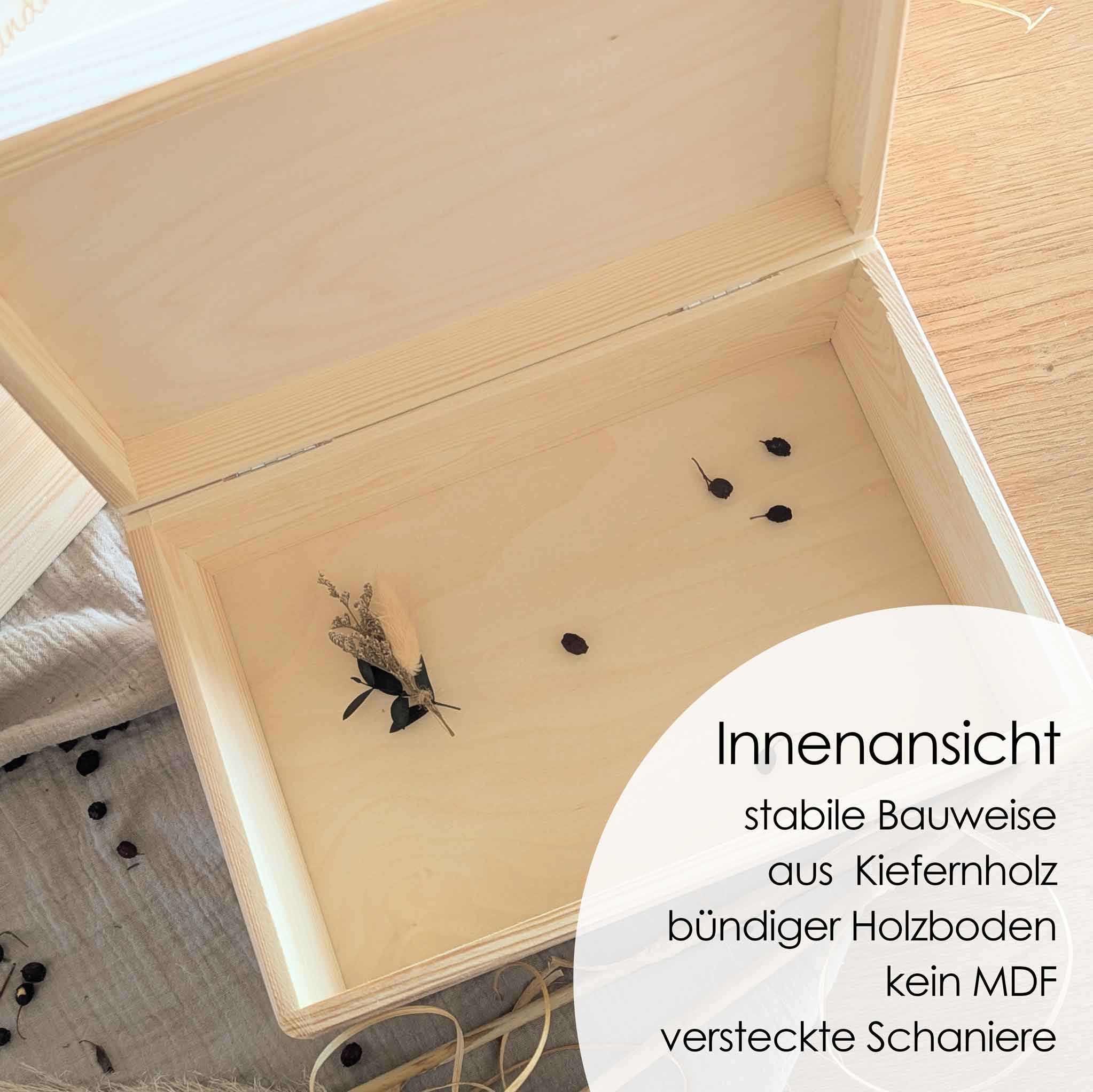 Erinnerungskiste Holz Holzkiste Geschenk zur geburt und Taufe personalisiert graviert mit Geburtsdaten