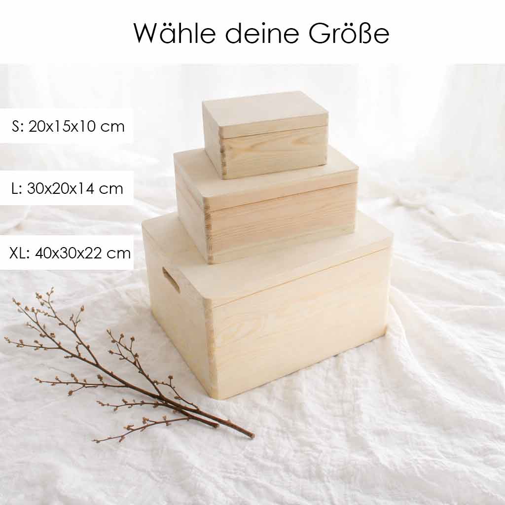 Erinnerungskiste Holz Holzkiste Geschenk zur geburt und Taufe personalisiert graviert mit Geburtsdaten