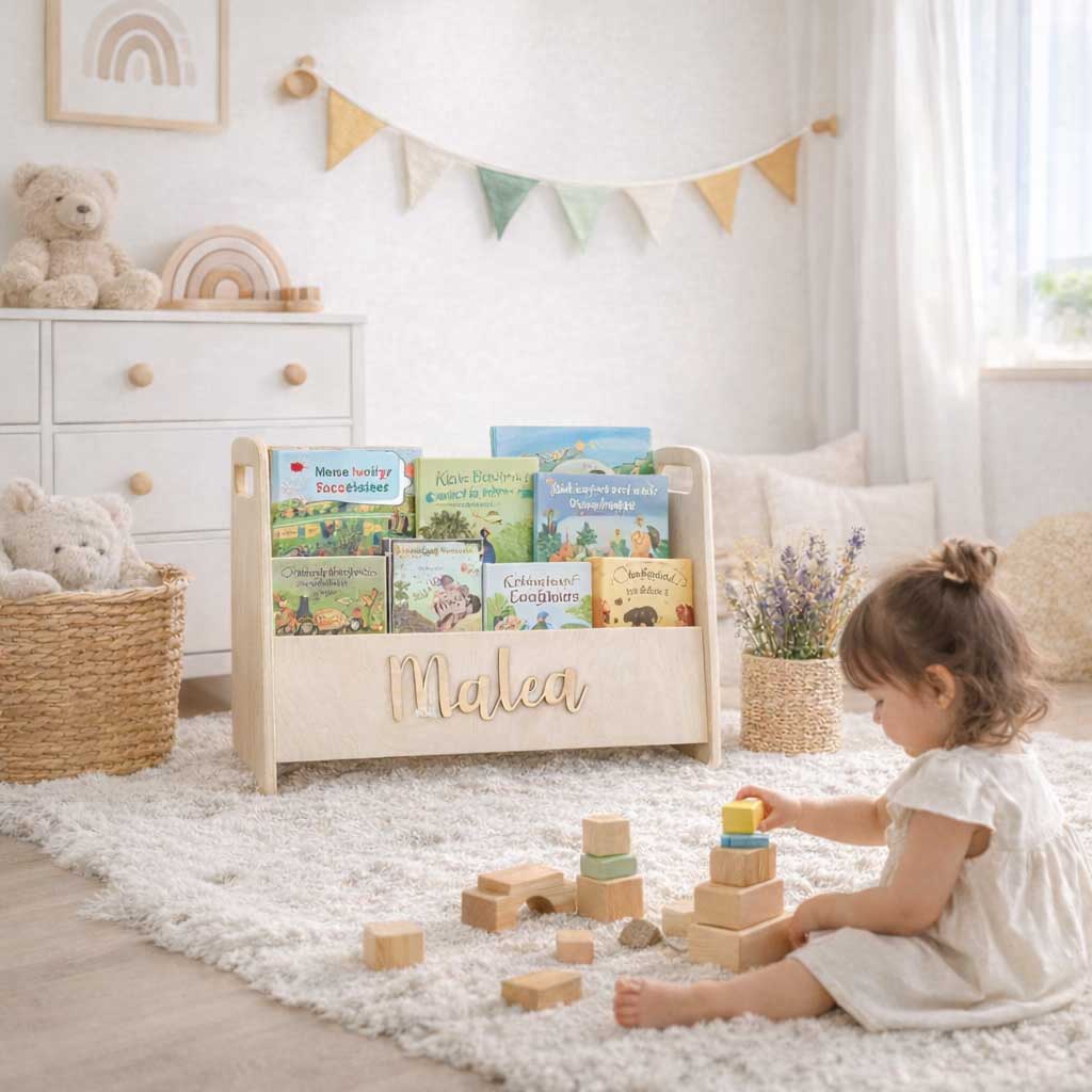 Bücherregal Kinder als geschenk Kinderzimmer personalisiert mit name Kinder Bücher aufbewahren