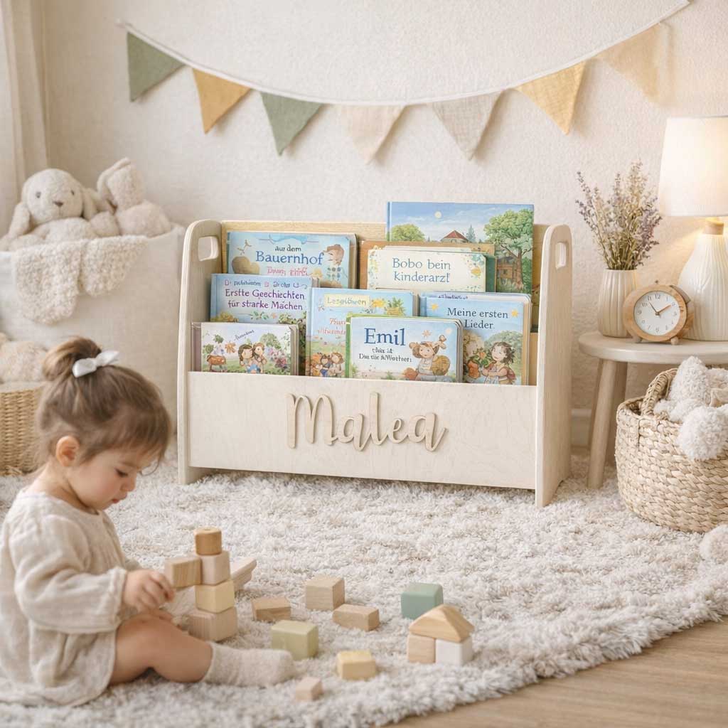 Bücherregal Kinder als geschenk Kinderzimmer personalisiert mit name Kinder Bücher aufbewahren