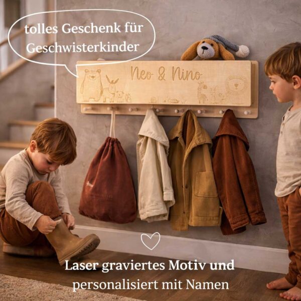 Garderobe für Ablage Mützen Schal handschuhe Kinder Kinderzimmer personalisiert mit Name als Geschenk Montessori