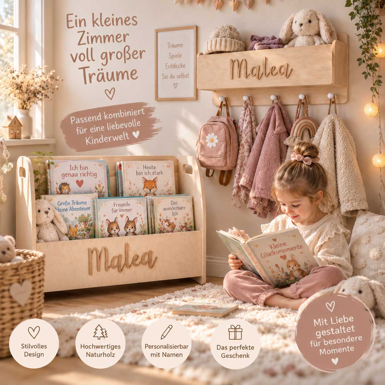 Bücherregal Kinder als geschenk Kinderzimmer personalisiert mit name