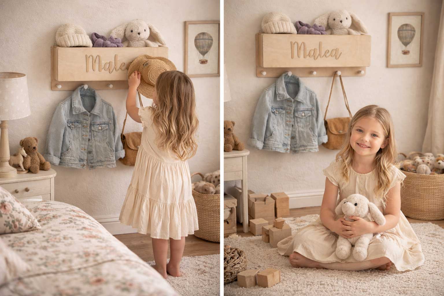 Kinder Garderobe mit Ablage personalisiert mit Name als Geschenk zu Geburtstag nützliches geschenk Kinderzimmer