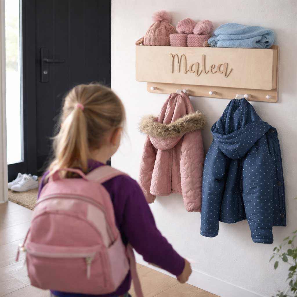 Kinder Garderobe mit Ablage personalisiert mit Name als Geschenk zu Geburtstag nützliches geschenk Kinderzimmer