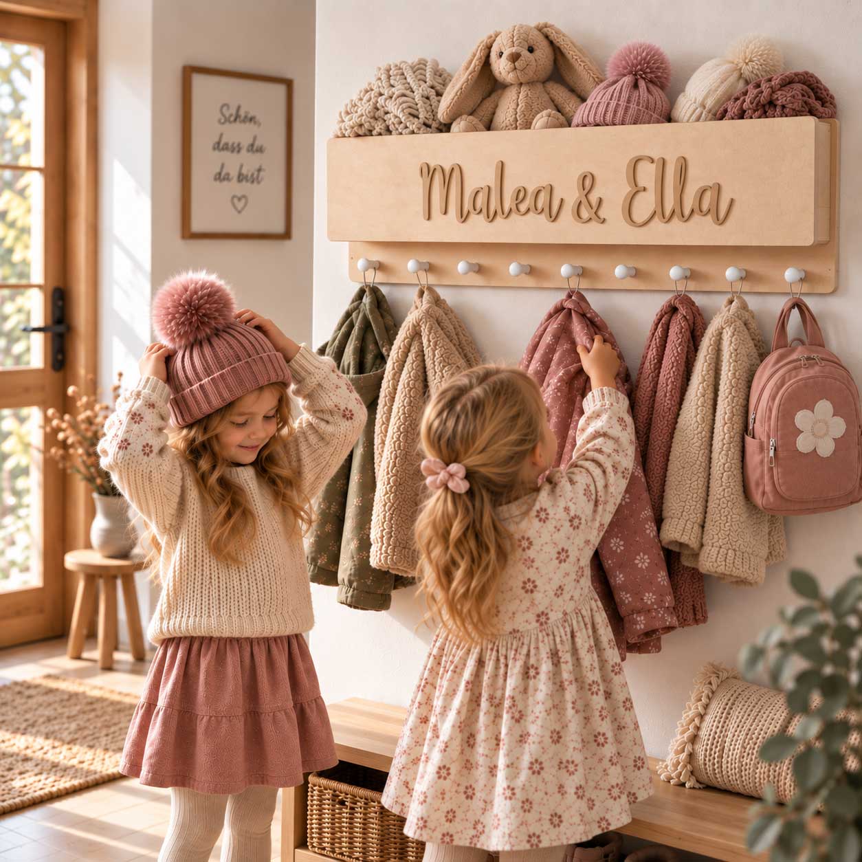 Kinder Garderobe mit Ablage personalisiert mit Name als Geschenk zu Geburtstag nützliches geschenk Kinderzimmer