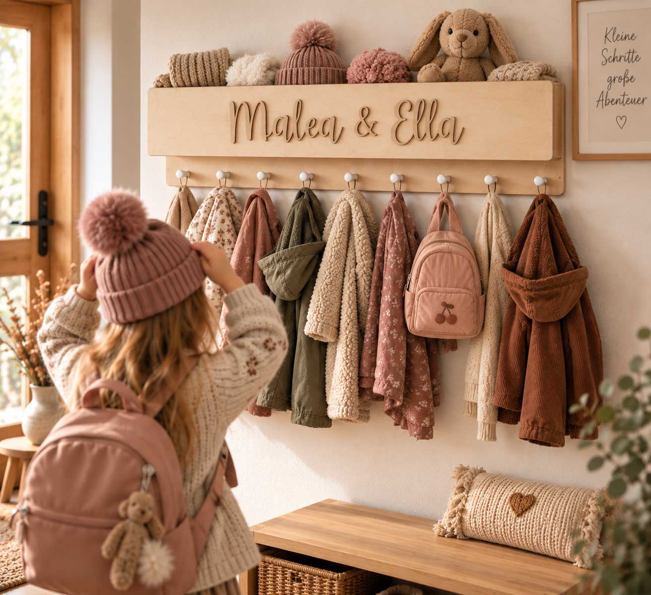 Kinder Garderobe mit Ablage personalisiert mit Name als Geschenk zu Geburtstag nützliches geschenk Kinderzimmer