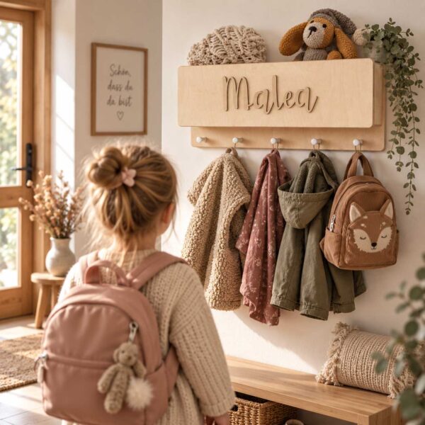 Kinder Garderobe mit Ablage personalisiert mit Name als Geschenk zu Geburtstag nützliches geschenk Kinderzimmer