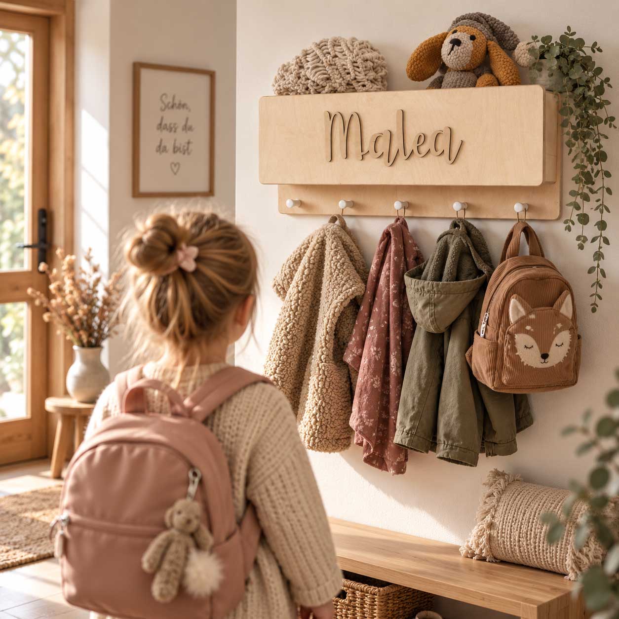 Kinder Garderobe mit Ablage personalisiert mit Name als Geschenk zu Geburtstag nützliches geschenk Kinderzimmer